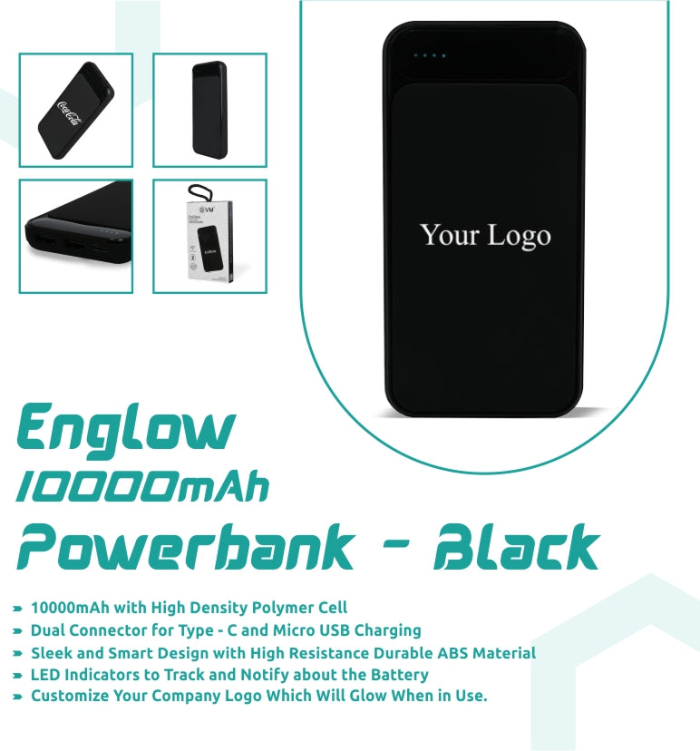 Englow Light UP Power Bank 10000mAh - Black
