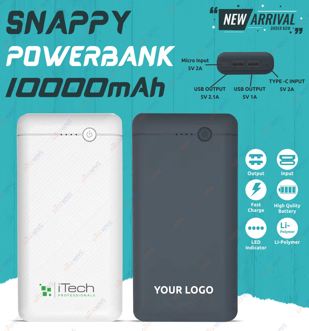 Snappy 10000 mAh Power Bank TLX-PB-Snappy-003