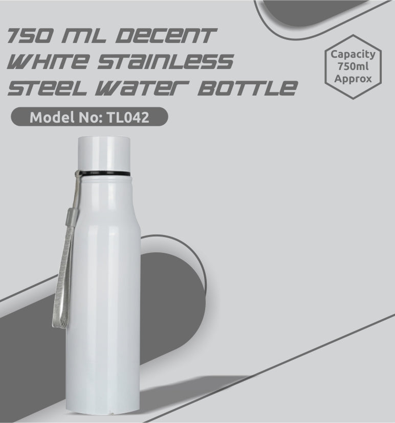 White Stainless Steel Water Bottle- 750 ML