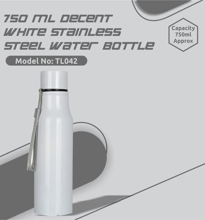 White Stainless Steel Water Bottle- 750 ML