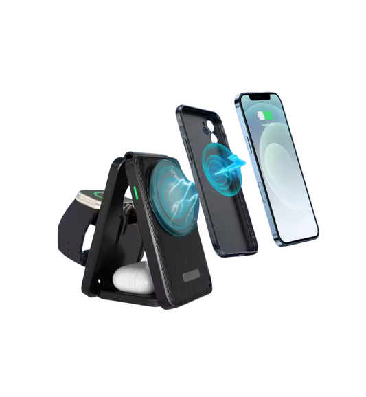 3 in 1 Wireless Charging Station For Mobile Phone , Earbuds , Smart Watch-Foldable Design TLX-006