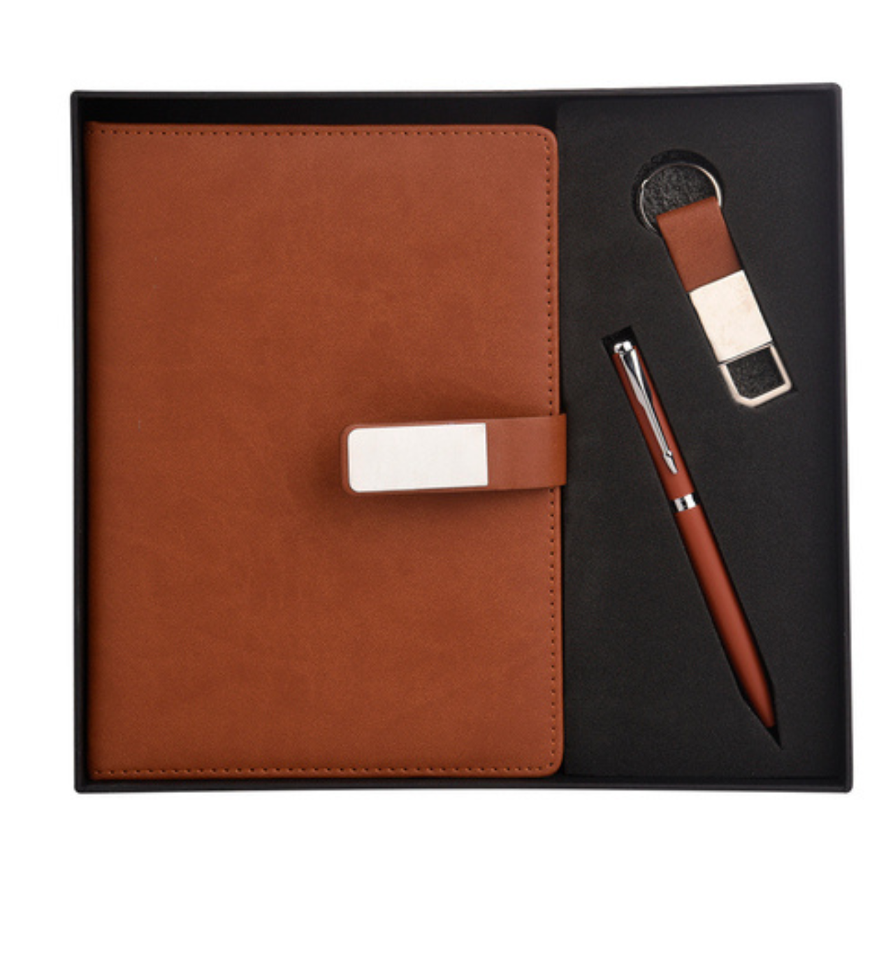 Premium 3 in 1 Comb0 Gift Set Leather Notebook Metal Pen Keychain TLX ...