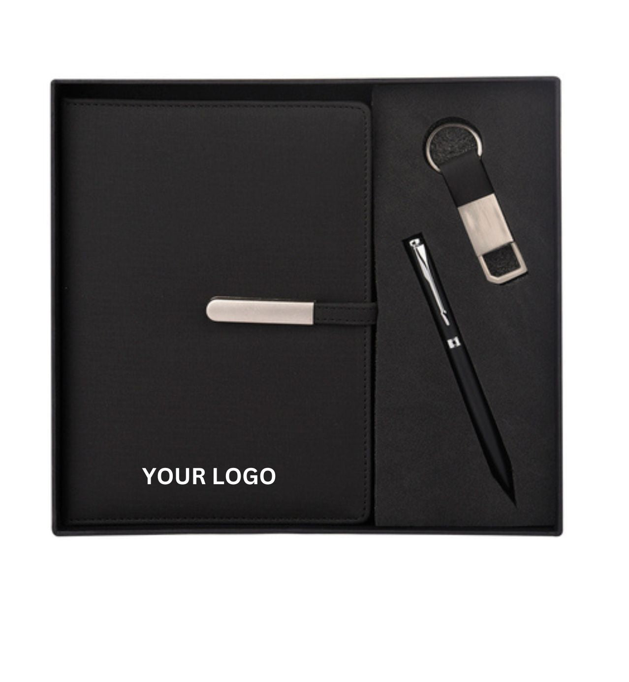 Premium 3 in 1 Comb0 Gift Set Leather Notebook Metal Pen Keychain TLX ...