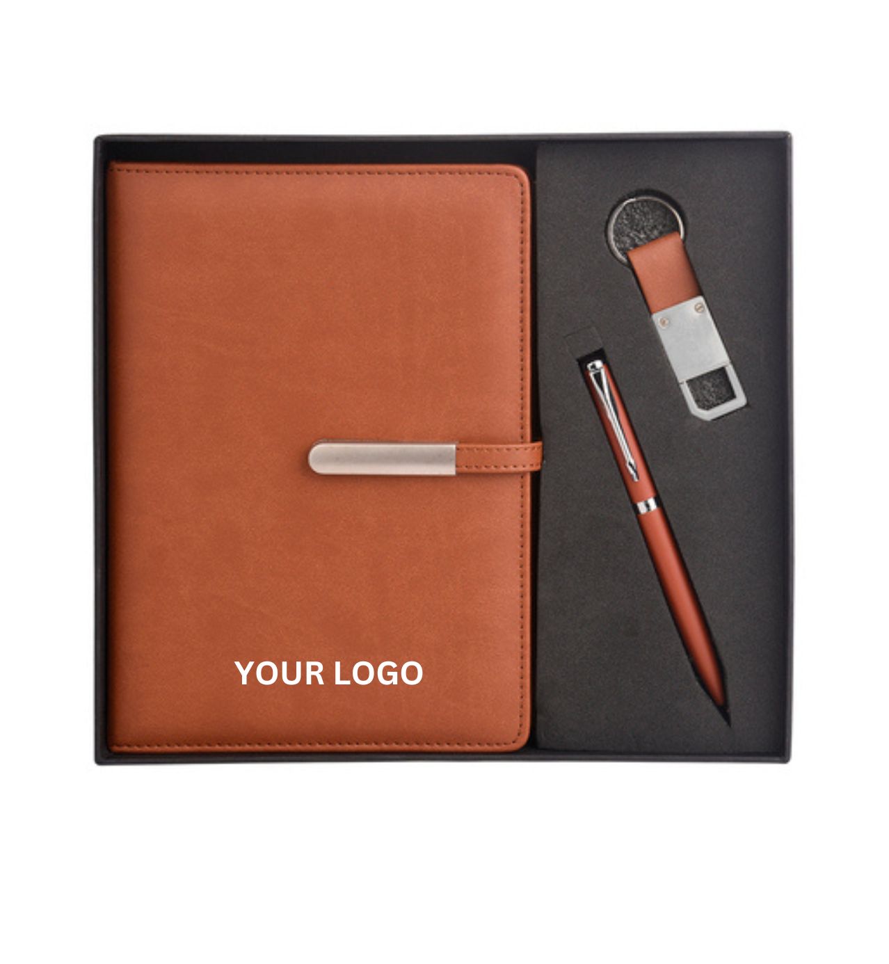 Premium 3 in 1 Comb0 Gift Set Leather Notebook Metal Pen Keychain TLX ...