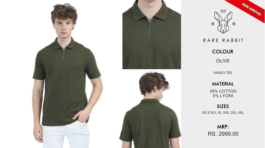Rare Rabbit Vintage Zip Polo T-Shirt-Olive