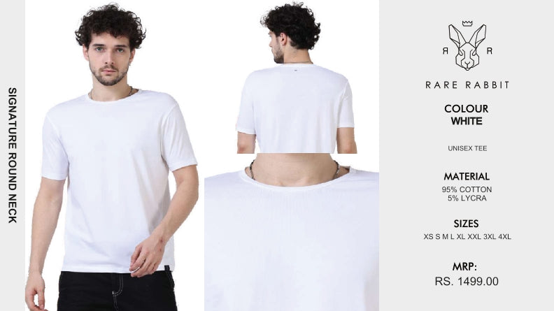 Rare Rabbit Signature Round Neck White