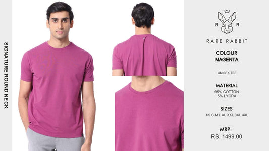 Rare Rabbit Signature Round Neck T-Shirt