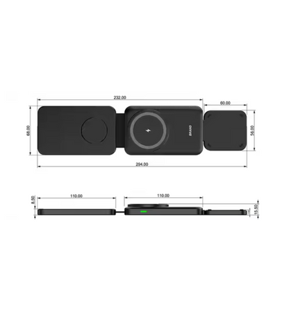3 in 1 Wireless Charging Station For Mobile Phone , Earbuds , Smart Watch-Foldable Design TLX-006