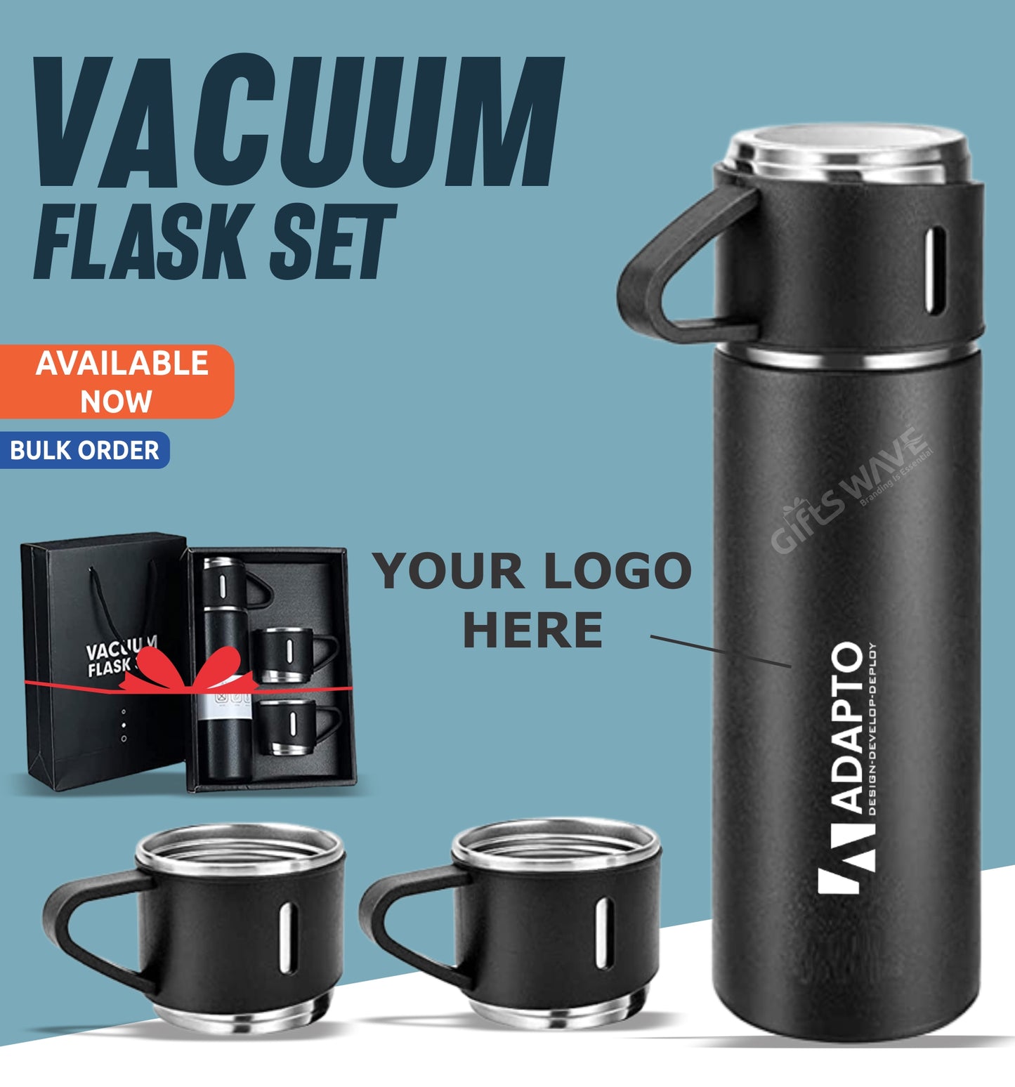 Vacuum Flask Set With 3 Cup -TLX-Flask-1002