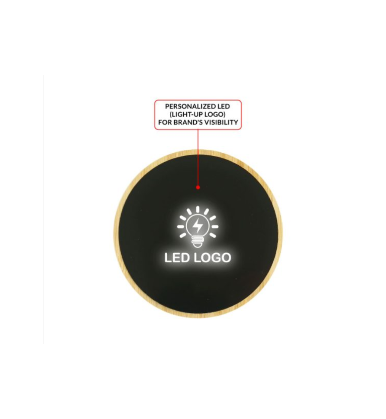 Bamboo Wireless With LED light up logo Tempered glass charger TLX-005